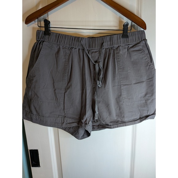 Pants - Womens Charcoal Grey 100% Cotton Elastic Waist Drawstring Shorts XL